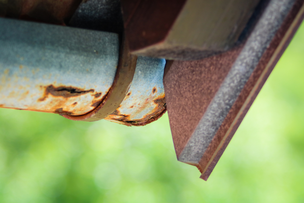 rusty metal gutter